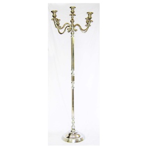 Luxury Nickel Shiny <b>Candelabra</b> for Wedding Decoration Metal Candle Stand Latest <b>Candelabra</b> New Metal Long Stem Candle Stand - Product Image 3
