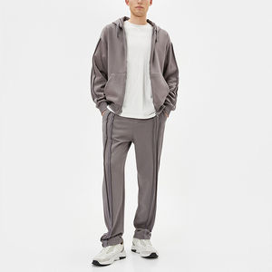 2025 Nueva gran oferta Drop Shoulder Zip Up Sudadera con capucha y chándal transpirable Fitness cómodo chándal para hombre - Product Image 1