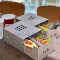 Emballage alimentaire jetable écologique en gros, papier alimentaire de qualité alimentaire bon marché, sushi, frites, poulet frit, ailes de poulet, boîte à lunch pour hamburger
