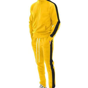 Ensemble de survêtement noir pour homme, style rétro, bande latérale en velours, pour l'entraînement et le jogging, qualité supérieure, survêtements pour homme - Product Image 3