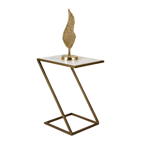 โต๊ะข้างเตียงดีไซน์ทันสมัยไม่เหมือนใครเฟอร์นิเจอร์ตกแต่งบ้านฐานโลหะหินอ่อนแฟนซีพร้อมโต๊ะข้างมุมสำเร็จรูปสีทอง - Product Image 1