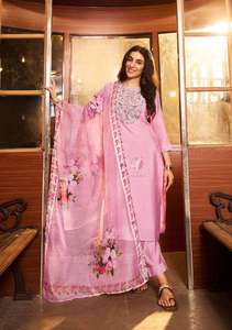 Dernière tenue de créateur vente chaude coton viscose et mousseline pantalon Kurti et Dupatta avec broderie et travail à la main exportateur mondial - Product Image 3