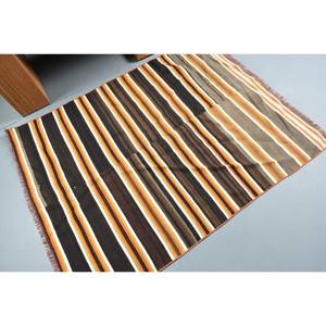 Moderne Brun Orange 4x5ft Turc Tapis Patchwork Conception Laine Viscose Polyester pour Salon Chambre Voiture Rectangle Couloir - Product Image 2