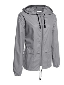 Chaquetas de mujer con logotipo personalizado, cortavientos de manga larga con capucha y cordón ajustable, chaqueta transpirable de verano y otoño - Product Image 4