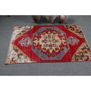 พรมวินเทจ ขนาด 3.2x5.3 ฟุต พรมโมร็อกโกสีแดง ทำจากขนสัตว์ - Product Image 3