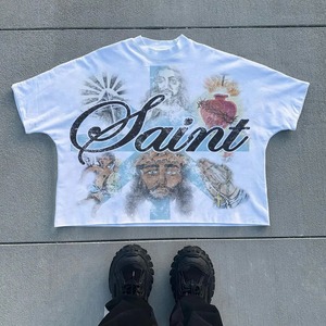 T-shirt Homme Oversize à Imprimé Cartoon Saint Croix, Manches Courtes, Col Rond, Style Urbain, en Coton Jersey - Product Image 3