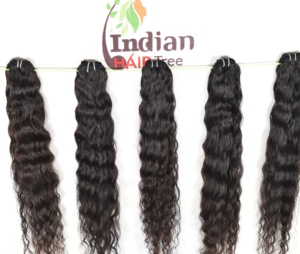 Extensions de cheveux humains indiens naturels de qualité supérieure, 100 % vierges, couleur noire, ondulées, double trame, provenant d'un seul donneur, vente en gros - Product Image 4