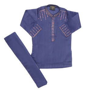 <b>Boys</b> Embroidered <b>Kurta</b> Shalwar Suit - Navy Blue - Product Image 1