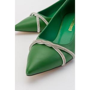 Scarpe con tacco da donna con pietra incrociata pelle verde erba - Product Image 3