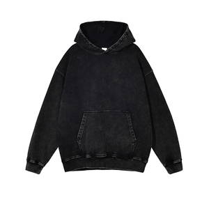 Sweats à capuche délavés à l'acide poids lourd vierge sweats Vintage Stone Wash Logo personnalisé bases surdimensionnées Boxy Fit pour hommes - Product Image 4
