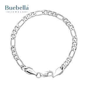 5mm 14K <b>White</b> <b>Gold</b> Plated 925 Sterling Silver Moissanite Hip Hop Figaro <b>Bracelet</b> for Men - Product Image 2