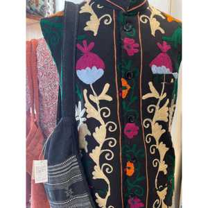 Chaqueta Nehru Vintage de Lujo para Hombre, Terciopelo Oscuro con Bordado Suzani, Cierre de Cremallera, Tallas XS a 6XL, Abrigo Vintage de Primavera - Product Image 5