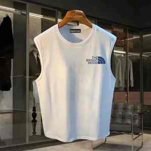 เสื้อยืดคอกลมแขนกุดสำหรับผู้ชายทันสมัยสำหรับฤดูร้อน2025ผ้าฝ้ายระบายอากาศได้ดีถักสไตล์ลำลองขนาดใหญ่พิเศษ - Product Image 5