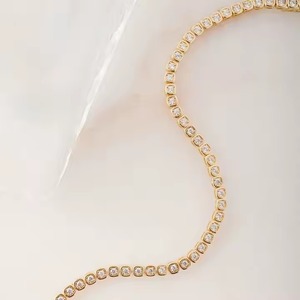 Solid 18K White Yellow Gold Diamond Bracelet with bezel - Product Image 3