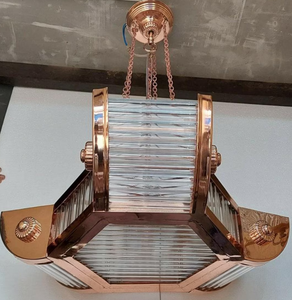 Lampe suspendue en laiton de style marin vintage, de très belle qualité, élégante, avec tige en verre, support fait main, de haute qualité - Product Image 2