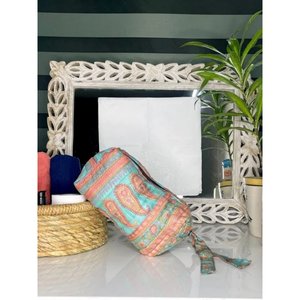 Set of 3 Floral Persian Paisley Handblock Print Silk Toilet Articles for Travel Makeup/Kosmetik <b>Bag</b> - Product Image 4