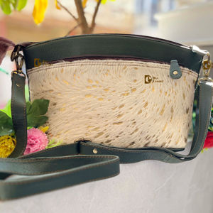 Sac à main en cuir véritable recyclé Doublure en nylon Multi-Color Metallic Fur Sling Bag Ins Handled Style Candy Pattern Snap Closure - Product Image 1