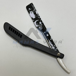 OEM <b>Plastic</b> & Metal Barber Razor Folding Straight Shaving Razor with Stainless Steel Single Blade Professional Barber Supply - Product Image 3