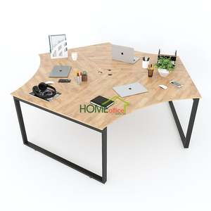 Table de groupe sur piétement en fer SFRT031 - Design minimaliste, 3 personnes, 240x208, prête à assembler - Product Image 1