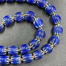 Perles de verre Millefiori Chevron bleu vénitien antique élégant ancien commerce d'art africain pour bijoux belles perles de cristal au chalumeau - Product Image 2