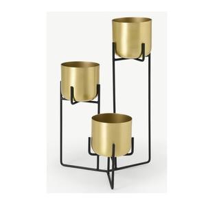 Jardinière décorative d'extérieur en métal avec support noir Nouveau design Décoration de jardin Jardinière martelée en fer Vase à fleurs argenté - Product Image 5