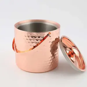 Meilleur prix Seau à vin en acier inoxydable à double paroi enduit d'or avec couvercle pour fête Bière/Vin Refroidissement Matériau en métal durable - Product Image 4