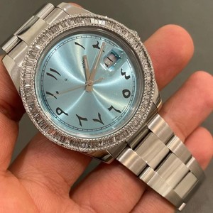 Reloj Moissanite de acero inoxidable D VVS estilo Hip Hop caja redonda dial analógico probador de diamantes relojes aprobados reloj de lujo de gama alta - Product Image 1