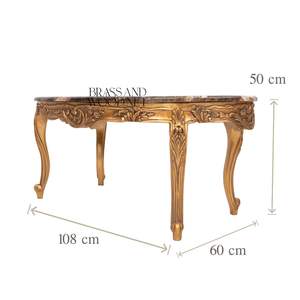 Mesa de Centro de Lujo con Tapa Ovalada de Mármol, Patas Talladas en Oro y Detalles Elegantes de Estilo Victoriano para Salas de Estar de Alta Gama - Product Image 6