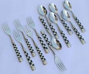 Ensemble de cuillères de service de style royal élégant et magnifiquement conçu, manche en perles, cuillères en acier inoxydable, écologiques, serveur de salade - Product Image 2