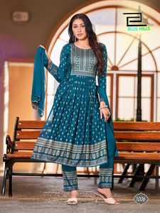 Trajes de diseñador con estampado Reyon de calidad superior pesado tradicional indio para mujer, superventas, lo último en venta al por mayor Salwar Kameez Dupatta - Product Image 4