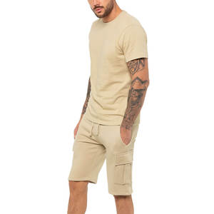ชุดกางเกงขาสั้นคาร์โก้ลำลองผู้ชายปี 2024 ดีไซน์ทันสมัย ผ้าถักโพลีเอสเตอร์/คอตตอน ระบายอากาศได้ดี เหมาะสำหรับใส่หน้าร้อน สินค้ามาใหม่ - Product Image 4