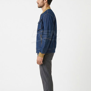 Top Selling Oversized Custom Made <b>Men</b> <b>Jeans</b> Bomber Jacket Stand Collar Front Latest Design <b>Cheap</b> Price OEM Service Winter Jacket - Product Image 4