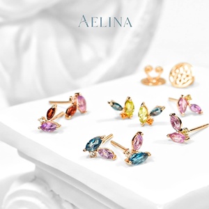 Victoria 9K Pink Gold Stud Pendientes Touch of Royal Glamour con piedras preciosas reales Accesorio de lujo para regalos - Product Image 1