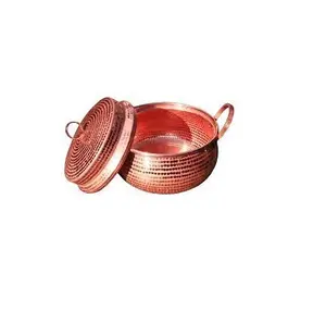 Hammered copper bowl Wholesale supplier Pure Copper Dinner Bowl with handle and lid for wedding parties