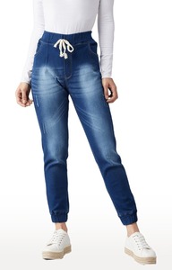 Pantalones vaqueros para correr para hombre con cintura elástica, ajustados informales para la comodidad diaria, disponibles a un precio asequible desde la India - Product Image 3