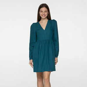 Vestido negro sólido profundo con espalda de verano de aspecto bohemio natural, diseño de patrón de estampado de Color sólido personalizado, vestidos de playa de mujer personalizados - Product Image 1