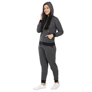 Conjunto de ropa deportiva de algodón 100% de alta calidad para mujer, trasuits de invierno con cierre de cremallera y pantalones de chándal, ropa de calle, estilo gimnasio, venta al por mayor - Product Image 6