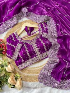 Designer Fancy Trending Outfit <b>Hot</b> Selling Best Zimmy Choo Silk With Embroidery Sequence Work <b>Sarees</b> And Blouse - Product Image 3