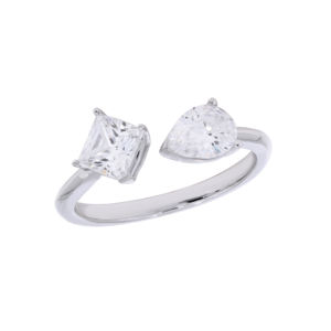 Cojín de 1,50 quilates Anillo de moissanita en forma de pera Elegancia formal Diseño abierto Oro sólido Plata esterlina Disponible en venta al por mayor a granel - Product Image 4