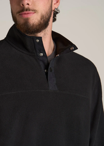 Wholesale <b>Black</b> French Terry Button up Hoodie Pullover Winter <b>Fleece</b> with Solid Pattern Hooded Collar Hoodie for <b>Men</b> - Product Image 3