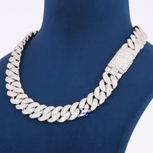 Precio de fábrica Hip Hop 18mm Cadena de eslabones cubanos Iced Out Vvs Lab Grown Jewelry 925 Collar de cadena de eslabones cubanos de plata - Product Image 5