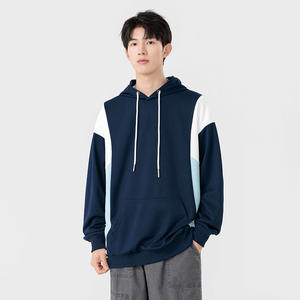 Sweat-shirt à capuche en polaire décontracté, nouvelle collection automne-hiver 2025, design à blocs de couleur, coupe régulière, 100% coton, personnalisable pour homme - Product Image 2