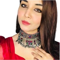 Nouvelle tendance 2024, bijoux afghans vintage multicolores personnalisés, ensemble de bijoux Tikka, boucles d'oreilles, collier, haute qualité, fait main