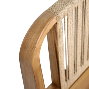 Cadre de lit en teck moderne scandinave pour chambre à coucher résidentielle et appartement avec tête de lit à lattes verticales - Product Image 6