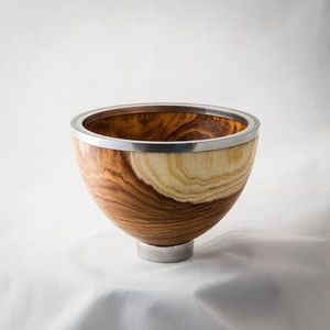 Manche en feuille d'or en métal de qualité supérieure bol en bois fantaisie ustensiles de cuisine bol à mélanger avec support à base en métal disponible à bas prix - Product Image 3