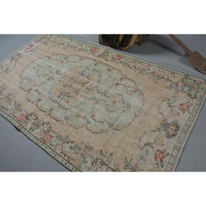 Turkish <b>Wool</b> Rug 4.9x8.5 ft <b>Brown</b> Patchwork Eco-Friendly with Latex Backing - Product Image 4