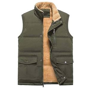 Premium <b>White</b> <b>Men's</b> Canvas Puffer <b>Vest</b> with Stand Collar and Front Logo-Winter Outdoor Casual Layering Lightweight Warm - Product Image 3