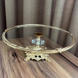 Base para Pastel de Metal con Tapa de Cristal de Lujo para Celebración de Cumpleaños, Recepción de Boda, Fiesta y Exhibición en el Hogar, Hecha a Mano en India - Product Image 4