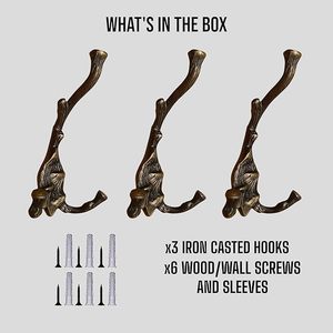 Antique Brass Iron Wall <b>Hooks</b> Handmade <b>Bathroom</b> Door Decorative <b>Hooks</b> for Coat Hat and Towel Use for Clothing - Product Image 2