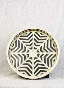 Boîte de plateau rectangulaire classique faite à la main en bois incrusté d'os de haute qualité pour cuisine hôtel restaurant utilisation de cadeau d'entreprise - Product Image 4